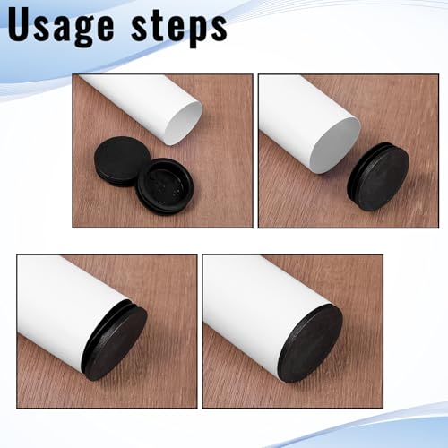 4 PCS 50mm (2 Inch) Round Plastic Plugs, Black Rubber Plugs for Round Holes Black Pipe Tubing End Cap Rubber Stoppers Tube Seal Plug Pipe End Caps for Rounds Metal Tube Furniture Finishing - Thumbnail 3