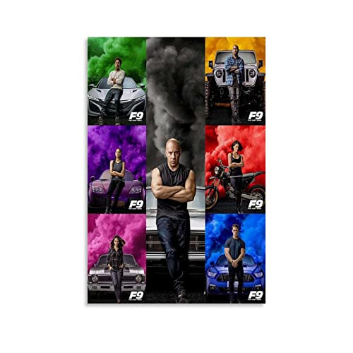 LINSHEN Poster de film Fast And Furious 9 F9 - Peinture décorative sur toile - Décoration murale - Pour salon, chambre à coucher - 20 x 30 cm Cover
