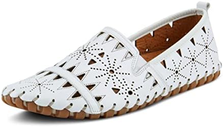Spring Step Women's Leather Fusaro Loafer Shoe | Comfortable Slip-On Shoes with Rubber Outsole | Ladies Casual Walking Driving Loafers for Work | White EU 38 / US 7.5-8