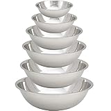 Tiger Chef Stainless Steel Mixing Bowls Set for Kitchen - Nesting Prep Bowls (Set of 6)