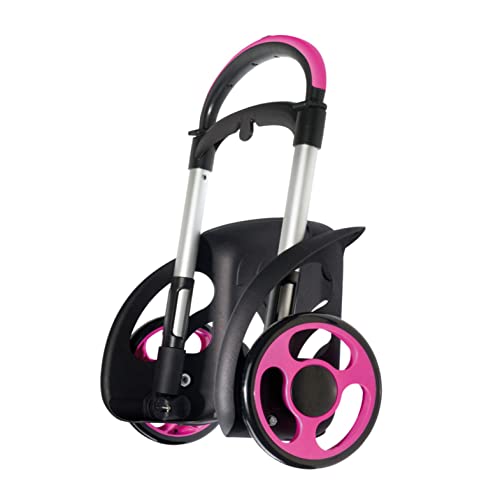 SJ GANG Be Box Tyre - Carrello Trolley Scuola, Carrellino Blocca Zaino - Maxi Ruote - Carrellino Richiudibile - Scuole Elementari e Medie - Nero/Fucsia