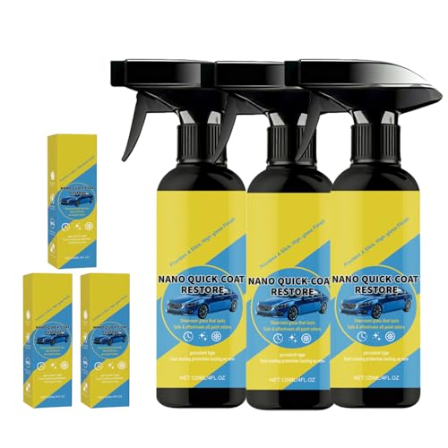 Car Nano Quick Coat Restore Coating Spray - Advanced Automobile Quick-acting Coating Agent With Dust -Proof and Glazing Effects - Long Lasting Car Showroom gloss for Cars, Motorcycles (3, 120 ml)
