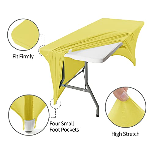 Image of Peomeise 6FT Spandex Table Cover Rectangular Stretch Spandex Tablecloth (Yellow,6FT)