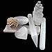 Beverly Oaks Energy-Infused 7 pcs White Selenite Crystal Complete Set & Healing Kit: 1 Selenite Tower, Palm Stone-1 Oval 1 Heart, 3 Wands-Blunt Pointed and Raw, and 1 Desert Rose