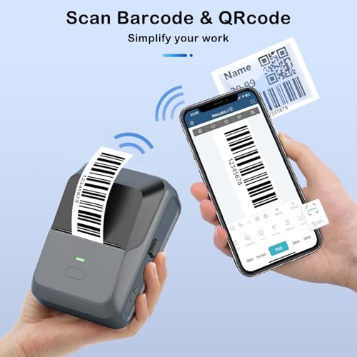 Image of Label Maker for Small Business with Auto Scan, Label Maker Machine with Tape, Portable Bluetooth Thermal Printer for Barcode, Shipping, Office, Home, with 50 * 30mm * 300 Labels (Gray)