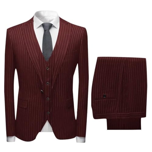 Costume trois pièces à rayures pour homme avec veste gilet et pantalon