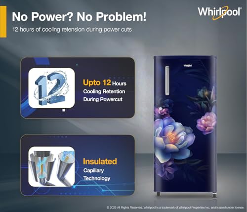 Image of Whirlpool 184 L 3 Star Direct-Cool Single Door Refrigerator (205 WDE PRM 3S SAPPHIRE SERENA-Y, Blue, 2026 Model)