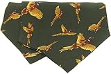 David Van Hagen Mens Silk Twill Flying Pheasants Cravat - Green