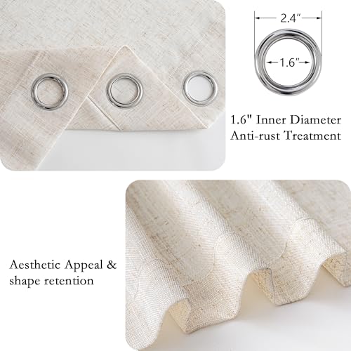 Vorhänge Gardinen Leinen mit Ösen Beige Natur-für Wohnzimmer Modern Vorhang 245 cm Gardine Schlafzimmer Vorhangschals Halbtransparent Lichtdurchlaessig Plain Natural Boho Landhaus Dekoschal 2er set(2)