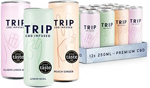 TRIP CBD Infused Fizzy Drinks (15 mg): Mixed Pack (Pack of 12 x 250 ml) | Low Calorie, Vegan, Gluten Free Hemp Cannabidiol CBD Can Drink | Feel More Calm, Less Stress, Sleep, Pain & Anxiety Relief