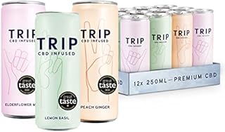 TRIP CBD Infused Fizzy Drinks (15 mg): Mixed Pack (Pack of 12 x 250 ml) | Low Calorie, Vegan, Gluten Free Hemp Cannabidiol CBD Can Drink | Feel More Calm, Less Stress, Sleep, Pain & Anxiety Relief
