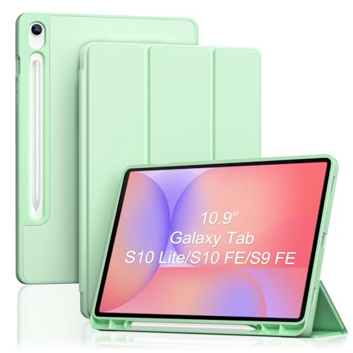 ProCase Smart Case for Galaxy Tab S10 Lite/S10 FE/S9 FE 10.9-Inch with S Pen Holder, Trifold Stand Folio Cover with Soft TPU Back for 10.9" Galaxy Tab S10 Lite/S10 FE/S9 FE -Matchagreen