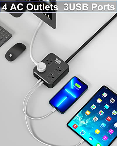 Ipx6 Outdoor Power Strip Weatherproof, Waterproof Surge Protector With 4 Wide Outlet With 3 Usb Ports, 6Ft Long Extension Cord, Wall Mountable For Outside Decorations And More Ul Listed(Black) #TOP1