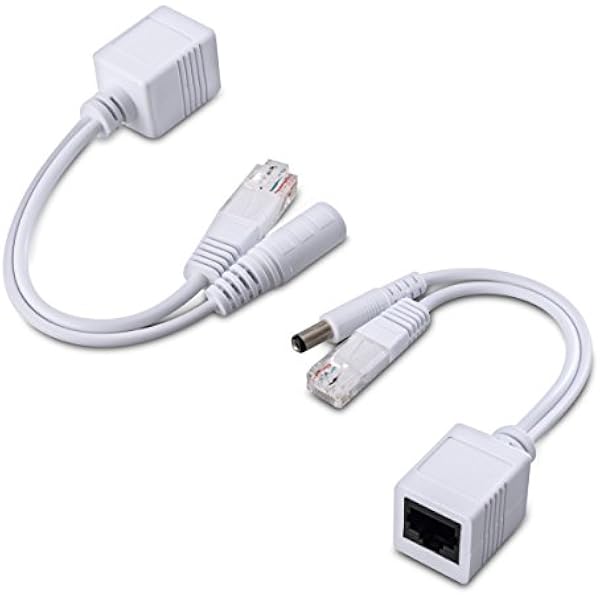 kwmobile Pasywne zasilanie przez Ethernet zestaw kabli PoE - wtryskiwacz + kabel rozdzielający do sieci, telefonu IP i kamery IP