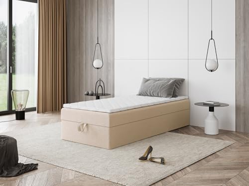 Godre Boxspringbett Mira Mini ohne Kopfteil mit Bettkasten – Einzelbett mit Taschenfederkern oder Bonellfederkern, Komfortbett, hohe Liegehöhe, Verschiedene Größen & Farben (100x180) Godre Boxspringbett Mira Mini ohne Kopfteil mit Bettkasten – Einzelbett mit Taschenfederkern oder Bonellfederkern, Komfortbett, hohe Liegehöhe, Verschiedene Größen & Farben (100x180)