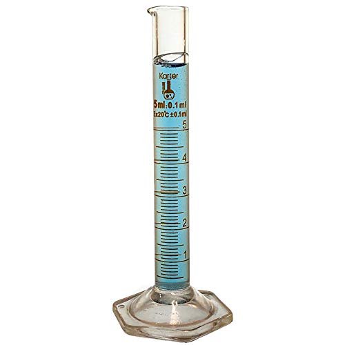 Cilindro graduado 5 ml borosilicato 3.3 escala métrica única para laboratorio químico