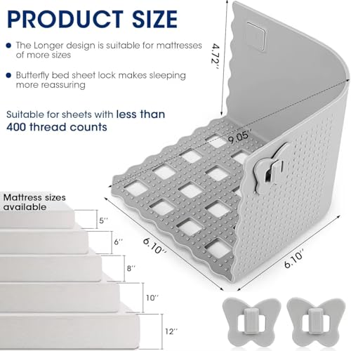 Bed Sheet Holders for Corners, Clip, Lock Strap, 4 Pack Gripper, Mattress, Duvet, Drap, Attache Drap Pour Matelas, King, Queen, Twin, Double, Universal Fit, Adjustable, Heavy Duty, Secure by X DELUXE - Image 5