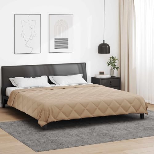 QUAHEAS Trapunta estiva color tortora, 220 x 260 cm, in microfibra, leggera, traspirante, con motivo trapuntato, lavabile, anallergica, ideale per camera da letto e camera degli ospiti in estate