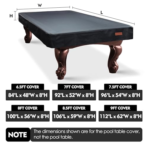 K-Musculo Pool Table Cover, Heavy Duty Leatherette Billiard Table Cover, Waterproof and Tearproof, 7/8/9 Foot Fitted(Black, 7FT) by K-Musculo - Image 5