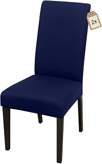 FIGOOO Fundas Sillas de Comedor Pack 2 Fundas para Sillas Ajustables Licra Cubiertas para Sillas Extraíbles Lavables Desmontables Fundas Protectoras para Sillas con Respaldo Altas,Aazul Marino