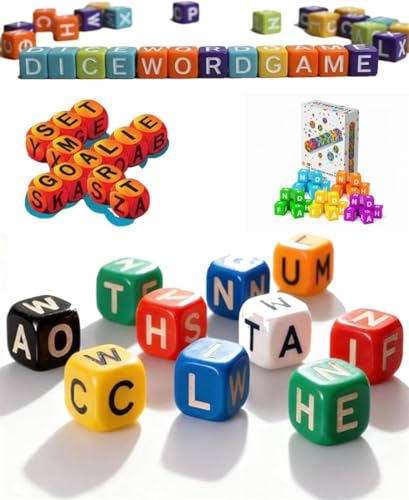 WJVV 60PCS Dice Word Game, Scrambled Board Game for 1-5