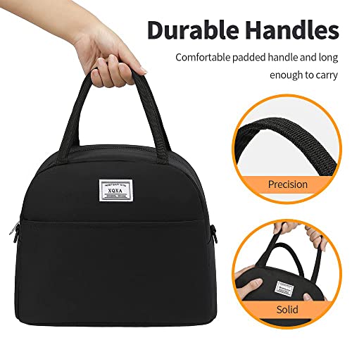 Xqxa Lunch Bag Reusable Insulated Cooler Water Resistant Lunch Box Adult Tote Lunch Bag For Women/Men Work Picnic Beach Or Travel-Black #TOP3