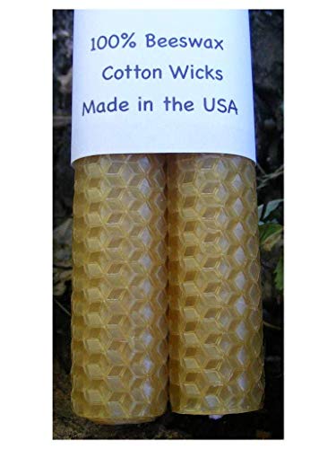 100% Beeswax Candles - One Pair Of 8" Tapers - Natural Wax - Raw Beeswax #TOP5