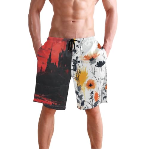 Short de plage athlétique pour les vacances au soleil à motif aquarelle orange