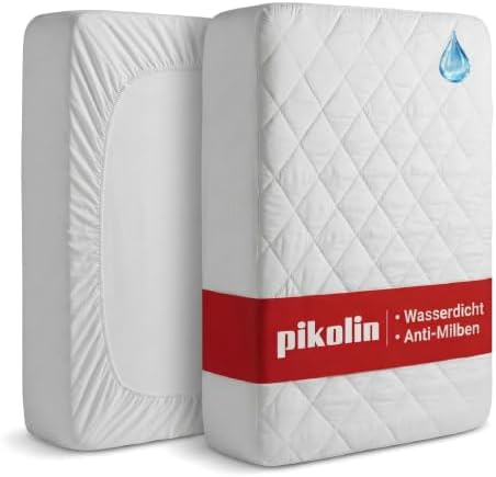 PIKOLIN Wasserdichter Matratzenschoner 80x190/200 cm, Gesteppt & Atmungsaktiv, Silktouch-Gefühl, OEKO-TEX zertifiziert, bis 32 cm Höhe, Weich wattiert