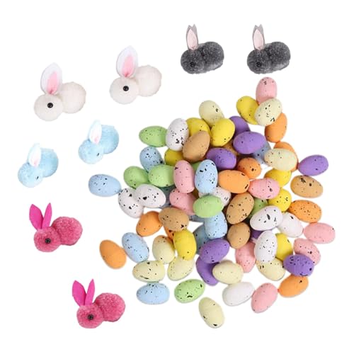 Easter Bunny Toys, 8X Rabbit Plush, Foam Easter Eggs, Bunny 2.17in/ Egg 1.18inch Plush Animal Rabbit, Eastern Basket Stuffers for Eastern Egg Hunt, Spring Holiday