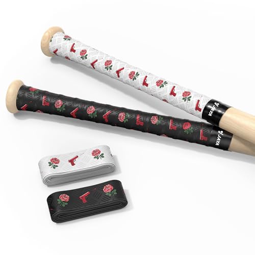 JAYA Bat Grip Tape, 2-Pack Mixed Colors, 1.1mm PU Bat Wrap with Full Adhesive Backing, Non-Slip Sweat-Wicking & Breathable Handle Grip for Baseball/Softball/Cricket Bats, 1100 x 27mm