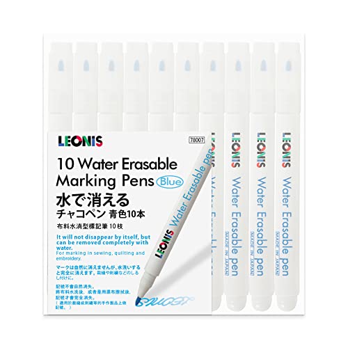 LEONIS Water Erasable Fabric Marking Pen Blue 10...