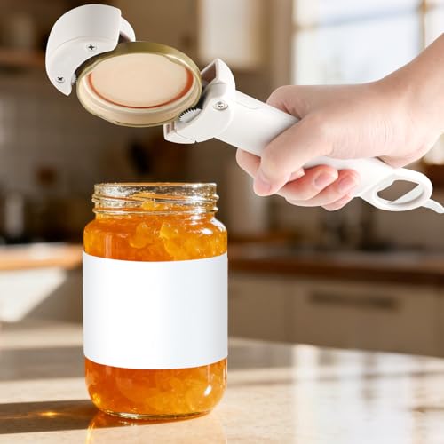 Apriscatole Multifunzionale Regolabile, Apriscatole Manuale per Tappi di Bottiglie e Lattine, Adatto per Tappi da 2,5-9,5 cm, Funzione Magnetica, Colore Bianco – Apriscatole Professionale