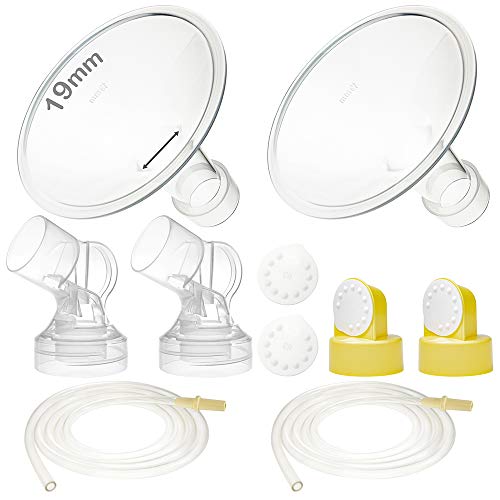 Nenesupply Pump Parts 19mm Compatible with Medela Pump in Style Breastpump Replacement to Medela Pump Parts Replace Medela Flange and Medela Personalfit Connector Breastshield Valve Membrane Tubing