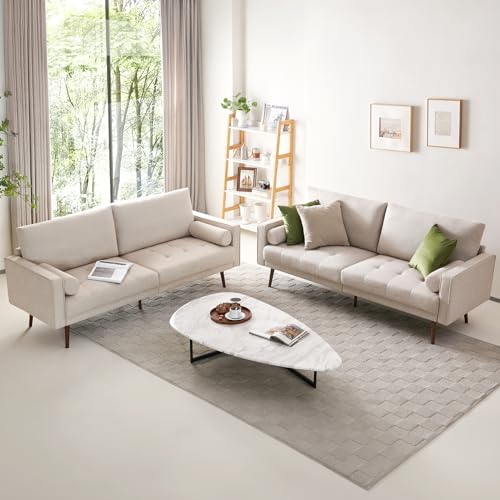 Vonanda ELEGANT BEIGE Fabric Sofa Couch, Mid-Century 73 Inch 3 Seater Linen Couch thumb #8