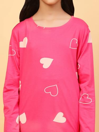 Image of Ninos Dreams Cotton Girls Full Sleeves Coord Set ! Night Suit for Girls ! Tshirt with Jogger Set