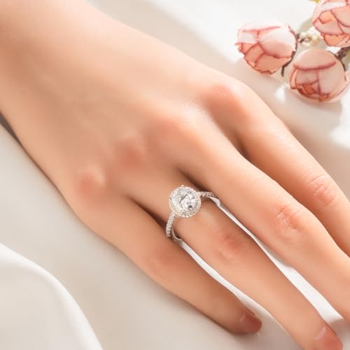 SecreTalk 2ct Moissanite Engagement Rings for Women - Oval Moissanite Promise Ring 925 Sterling Silver D Color VVS with Certificate of Authenticity2