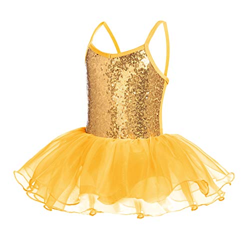 Flypigs Girls Sparkly Sequin Ballet Leotards Skirted Pullover Tutu Dance Dress Gymnastics Outfits Kids Ballerina Costume #TOP6