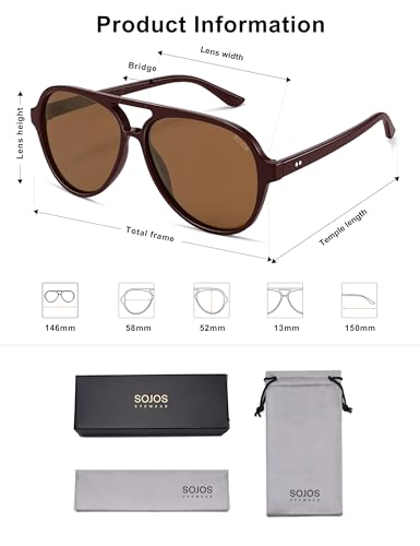 Image of SOJOS Classic Polarized Aviator Sunglasses for Women Men, Retro Trendy Aviators Shades SJ2201
