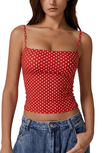 Image of QINSEN Women's Double Lined Basic Tank Top Adjustable Spaghetti Straps Sleeveless Camisole Shirts