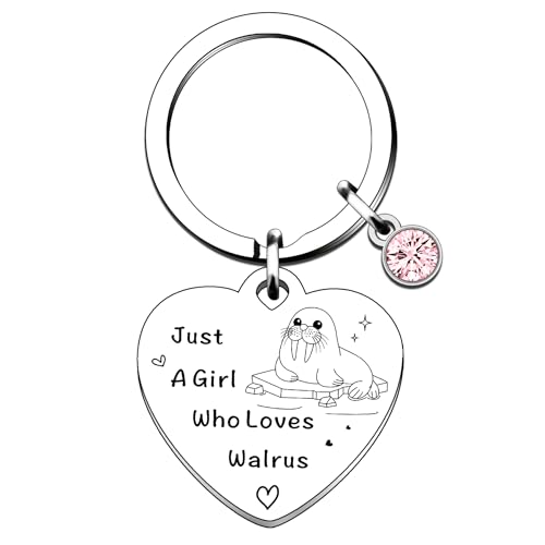 QMVMV Funny Walrus Gifts Just A Girl Who Loves Walrus Walrus Lover Keyring Gift For Women Girls, Who Loves Walrus Keyring