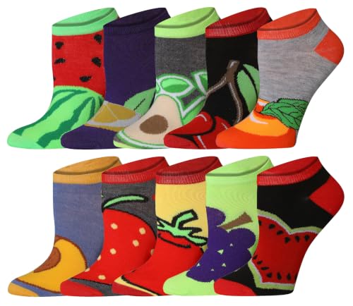Image of Tipi Toe Women's 10 Pairs Lightweight Colorful Socks - Fun Low Cut Patterns for All-Day Comfort and Easy Everyday Style