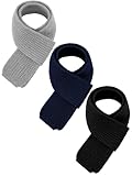 Fourluoo 3 Pcs Kids Winter Knitted Scarves Boys Girls Winter Knitted Scarves Suitable for Keeping the Neck Warm for Children(Black Grey Blue,One Size)