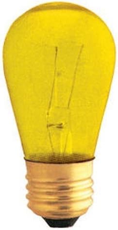 25 Pack 11 Watt S14 Medium Base 130 Volt 2500 Hour Transparent Yellow Sign or Indicator Lightbulb