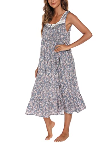 Aviier Cotton Nightgowns For Women Sleeveless House Dress Ladies Long Nightdress With Pockets (Cashew Flowers, Medium)… #TOP2