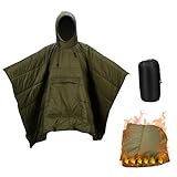Blueshyhall Camping Poncho Decke mit Kapuze und Reißverschlusstasche, Kapuzendecke Isolierdecke Wasserabweisende Winddichte Tragbare, Thermodecke Erwachsene Winter zum Angeln, Wandern, Outdoor (Grün)