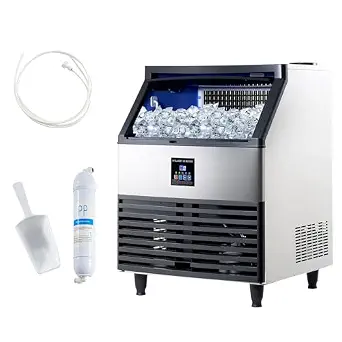 Albott Commercial Ice Maker - 450lbs/24H, Self-Cleaning, 100lbs Storage, Dual Water Inlet, Freestanding or Countertop