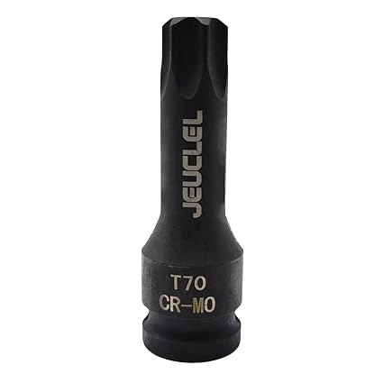 JEUCLEL T70 Torx Star 6 Point Impact Bit Socket, T70 1/2-Inch Square Drive 3-Inch Long Torx Socket, Cr-Mo Steel Lengthen Screwdriver Socket Adapter Tool