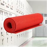 Distribution Room High Voltage Insulated Rubber Mat, Dielectric Industrial Work Mats for Electric Shock Protection, Power Electrician Insulating Mats for Work Spaces Anti-electrocution(Red,LxWxT 20'x3