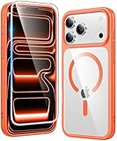 FNTCASE for iPhone 17 Pro-Max Case: Clear Magnetic Phone Cases with Screen Protector Compatible with Magsafe Slim Anti Yellowing Rugged Shockproof Protective Transparent Cell Phone Cover (B-Orange)